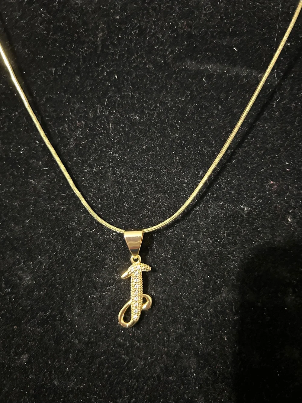 Fashion Jewelry Gold 'J' Initial Pendant Necklace with Crystals